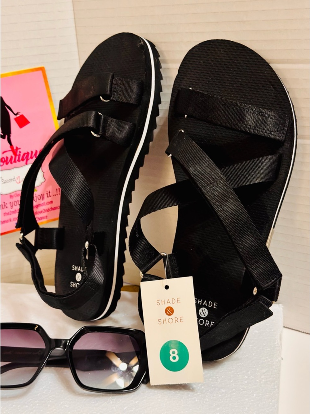 Shade & Shore Black Strappy Adventure Sandals